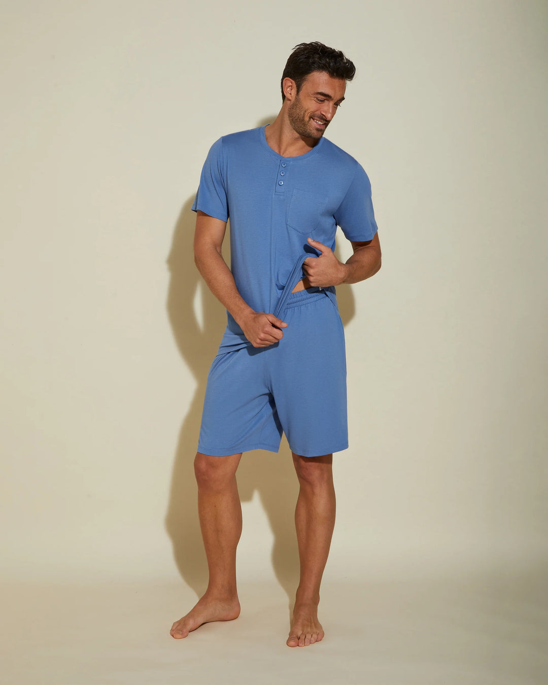Cosabella Men's Crewneck Top & Shorts PJ Set Luzerne Blue