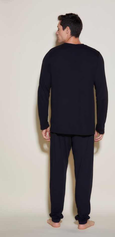 Cosabella Men's Henley & Jogger Pajama Set Black AMORE9431