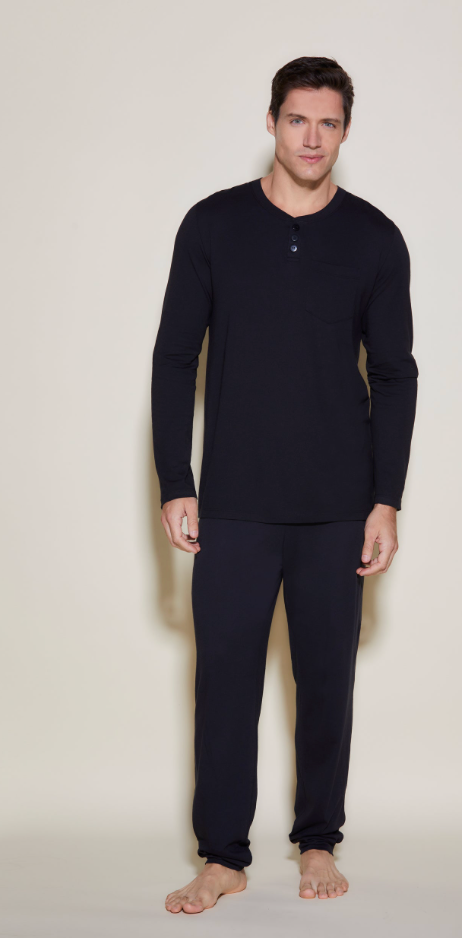 Cosabella Men's Henley & Jogger Pajama Set Black AMORE9431