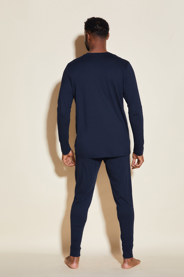 Cosabella Men's Henley & Jogger Pajama Set Navy AMORE9431