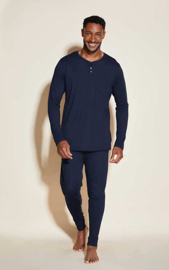 Cosabella Men's Henley & Jogger Pajama Set Navy AMORE9431