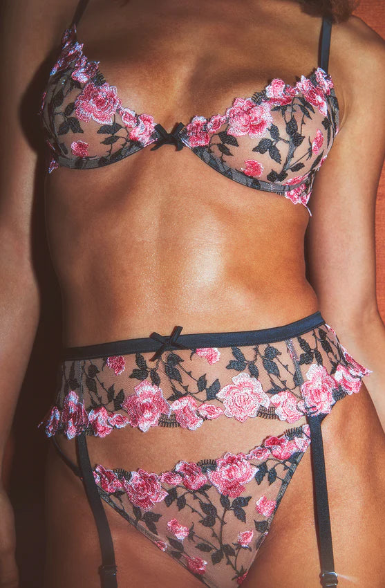 FLEUR DU MAL ROSES & THORNS DEMI BRA BLACK BR0352