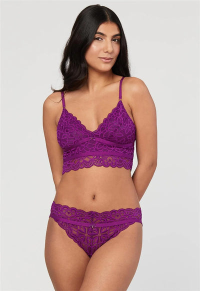Longline Bralette & Brazilian Panty Set IN Dark Orchid