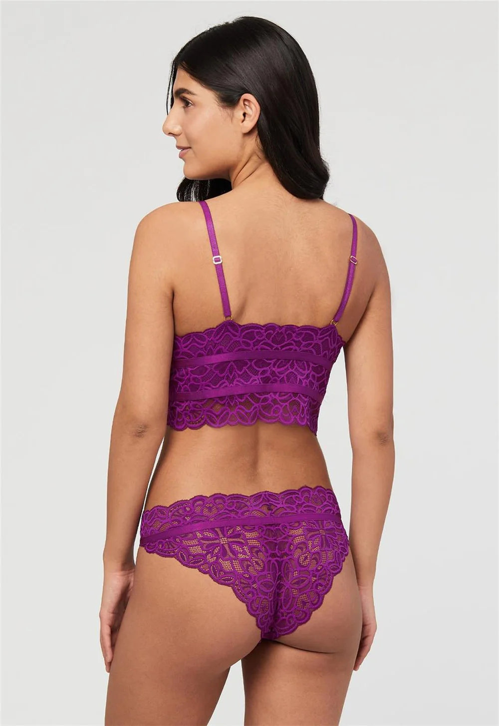 Longline Bralette & Brazilian Panty Set IN Dark Orchid