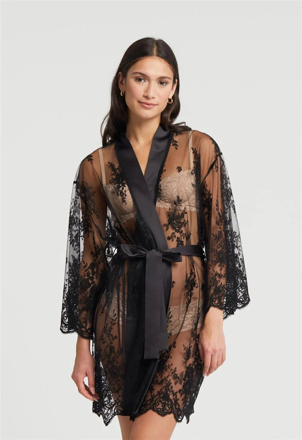 Darling Lace Robe Black