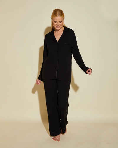 Bella Long Sleeve Top & Pant Pajama Set BLACK