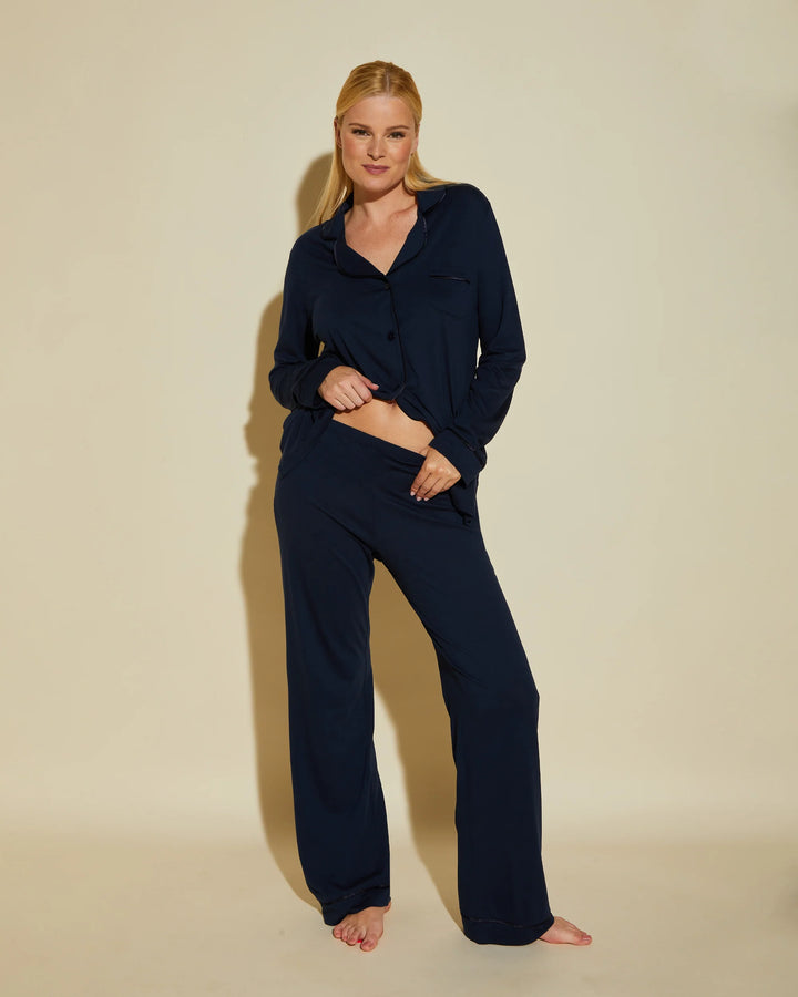 Bella Long Sleeve Top & Pant Pajama Set Navy
