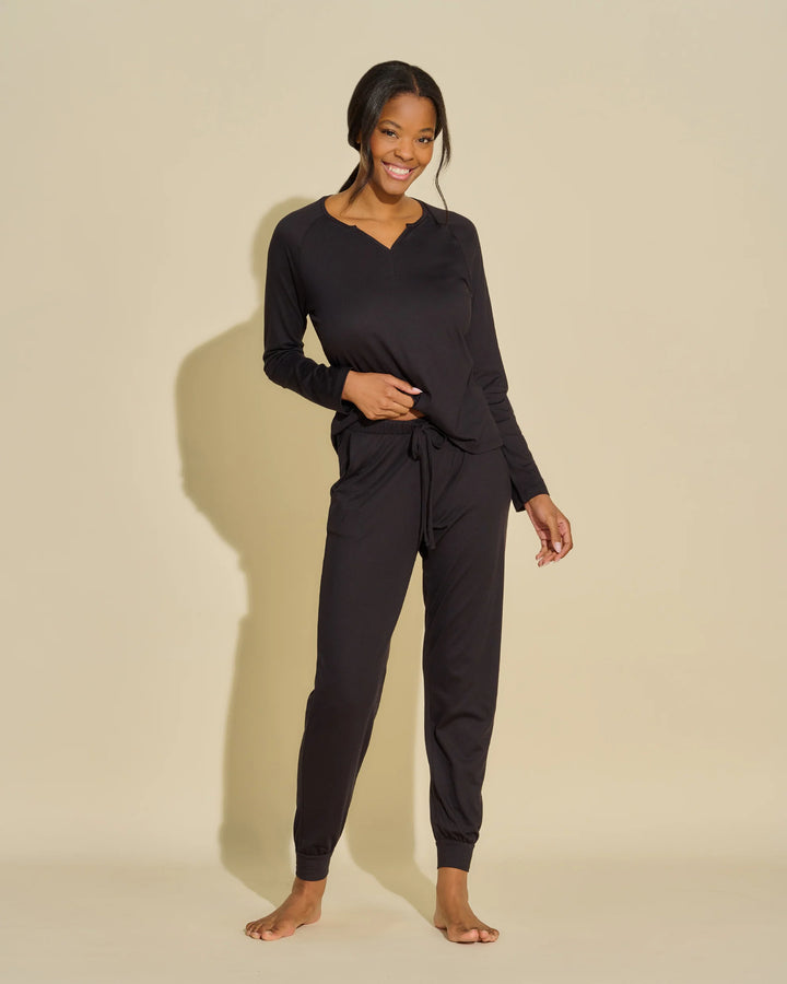 Bella Long sleeve top & jogger set in Black