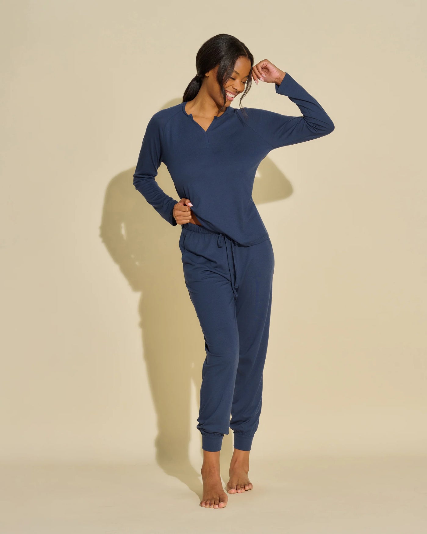 Bella Long sleeve top & jogger set Navy Blue