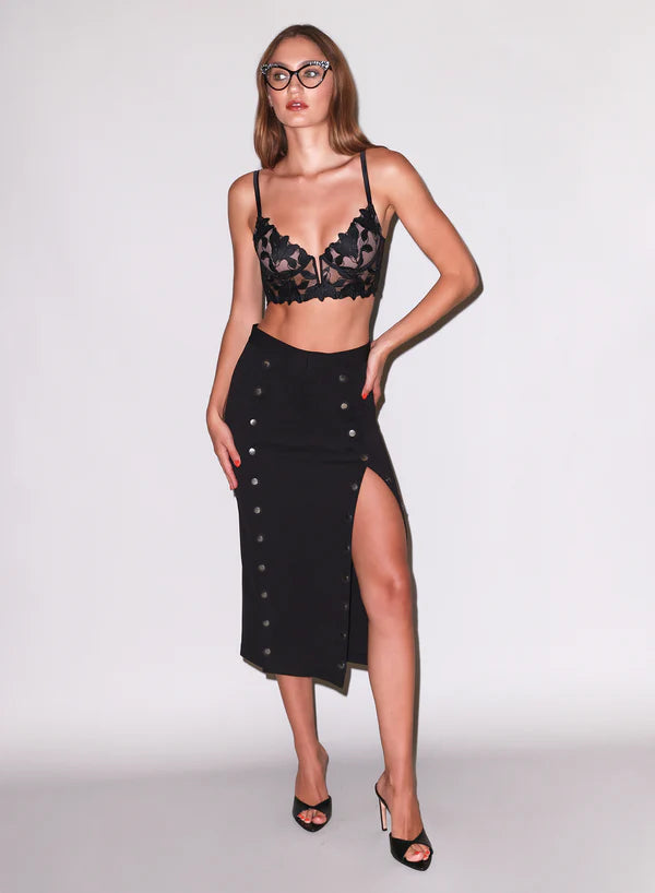 FLEUR DU MAL LILY LONGLINE BRA BLACK BR0172  B - G CUP