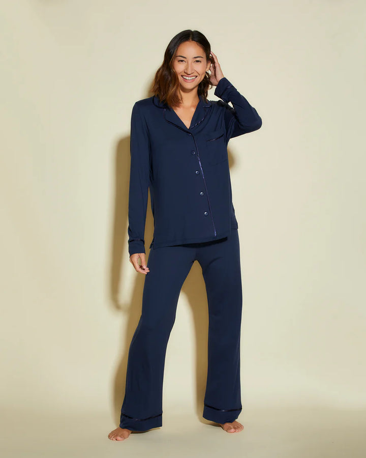 Bella Long Sleeve Top & Pant Pajama Set Navy