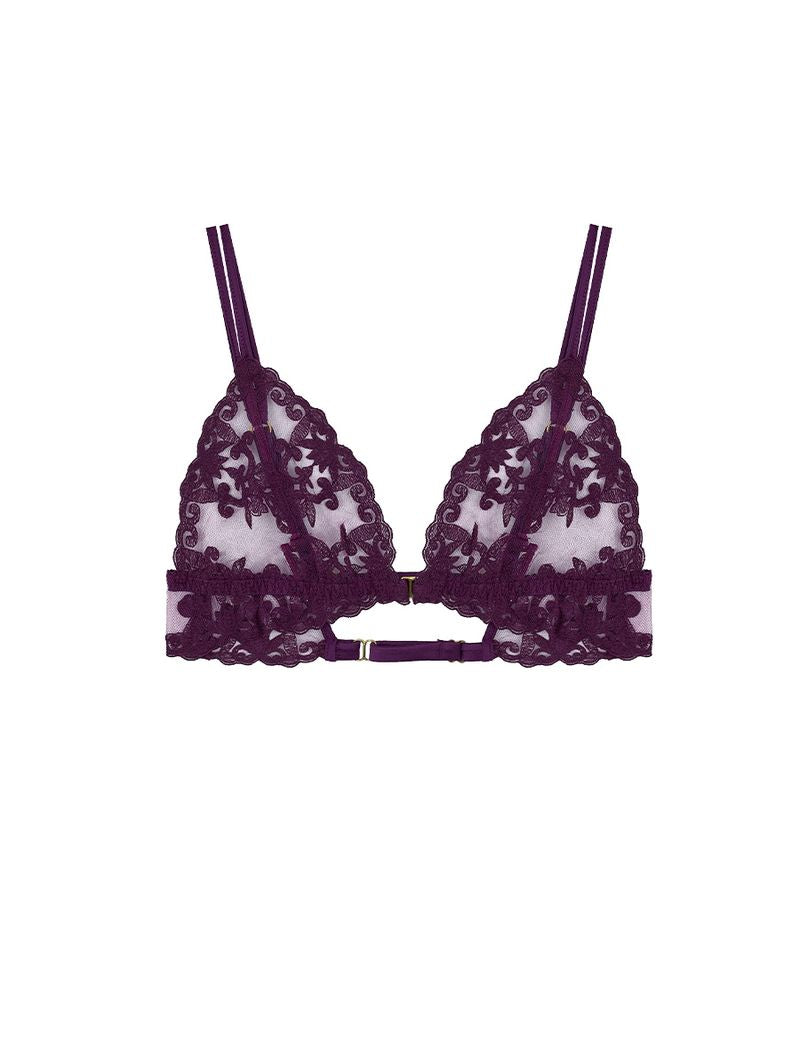 Cecilia Embroidered Boudoir Bralette Purple
