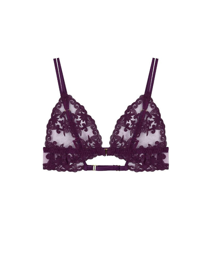 Cecilia Embroidered Boudoir Bralette Purple