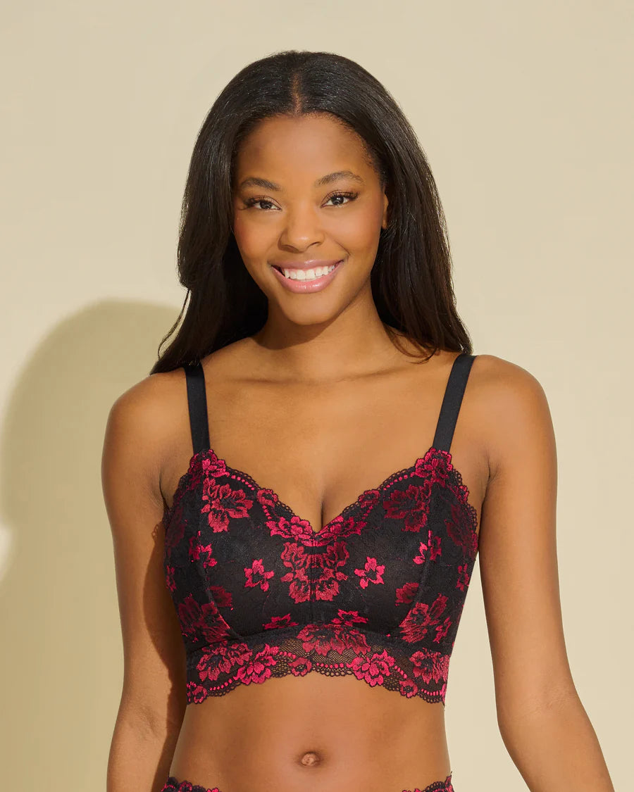 Savona Curvy Longline Bralette Black/Fragolino