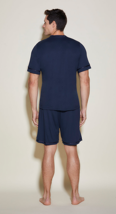 Cosabella Men's Short Sleeve Top & Shorts Pajama Set Navy AMORE9421