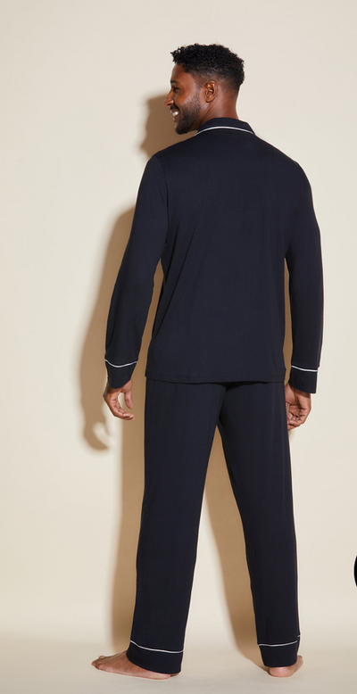 Cosabella Men's Classic Long Sleeve Top & Pant Pajama Set Black/Ivory Amore9441