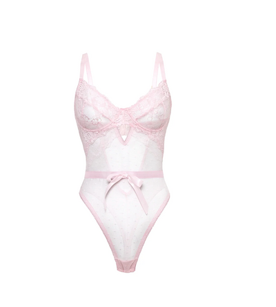 Josie Bow Lace Teddy Pink