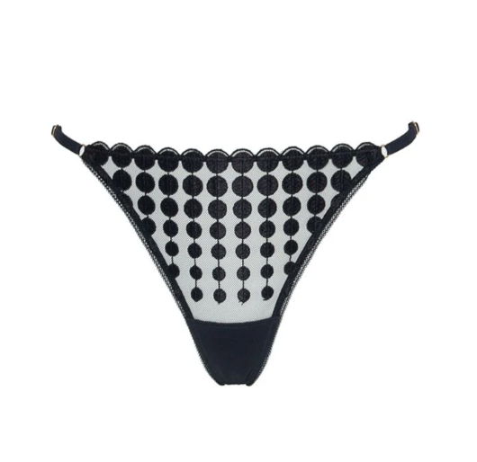 DECO DOTS STRING THONG IN BLACK