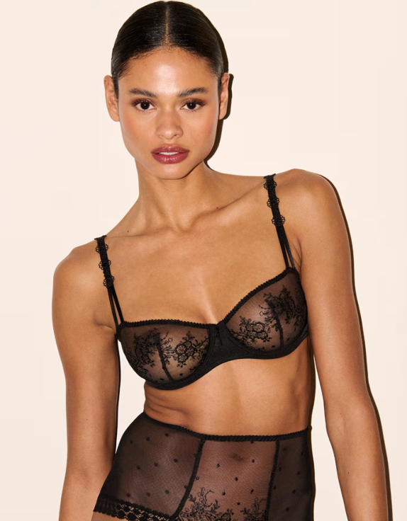 Annaelle SHEER BALCONETTE BRA Black