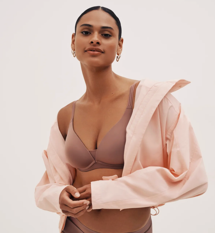 Louie Full Cup Wireless Bra Satin Taupe
