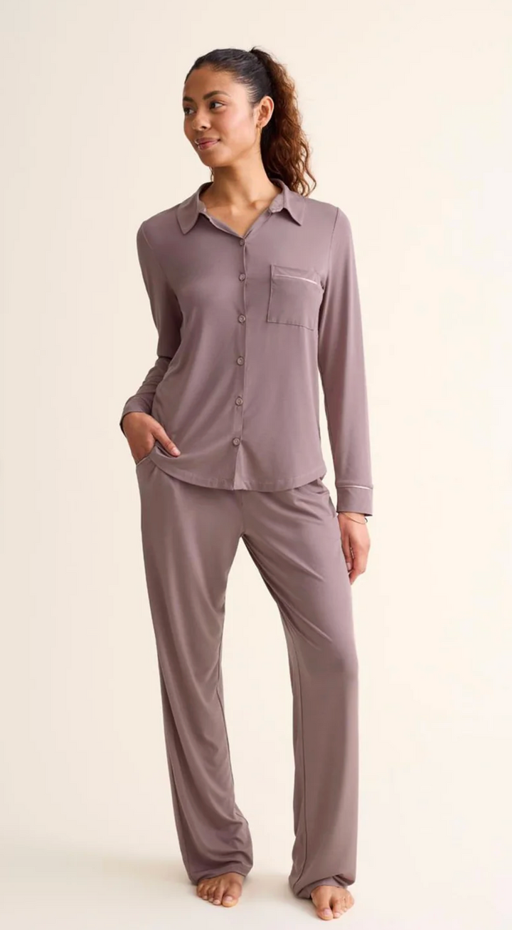 Button Down Pj Set Cappuccino