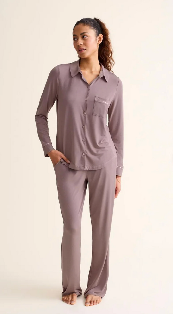 Button Down Pj Set Cappuccino
