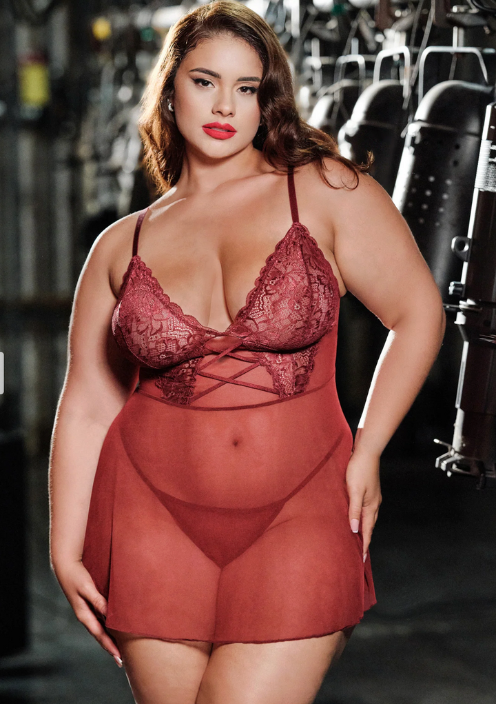 Avery Sheer Babydoll Syrah