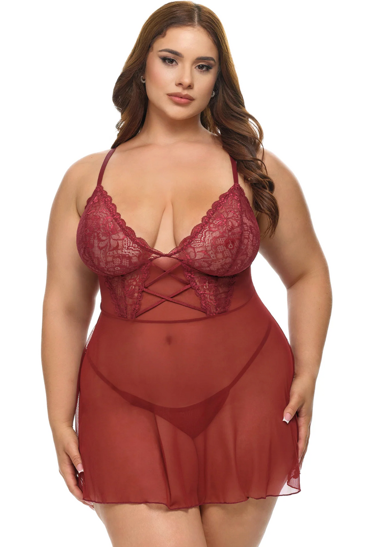 Avery Sheer Babydoll Syrah