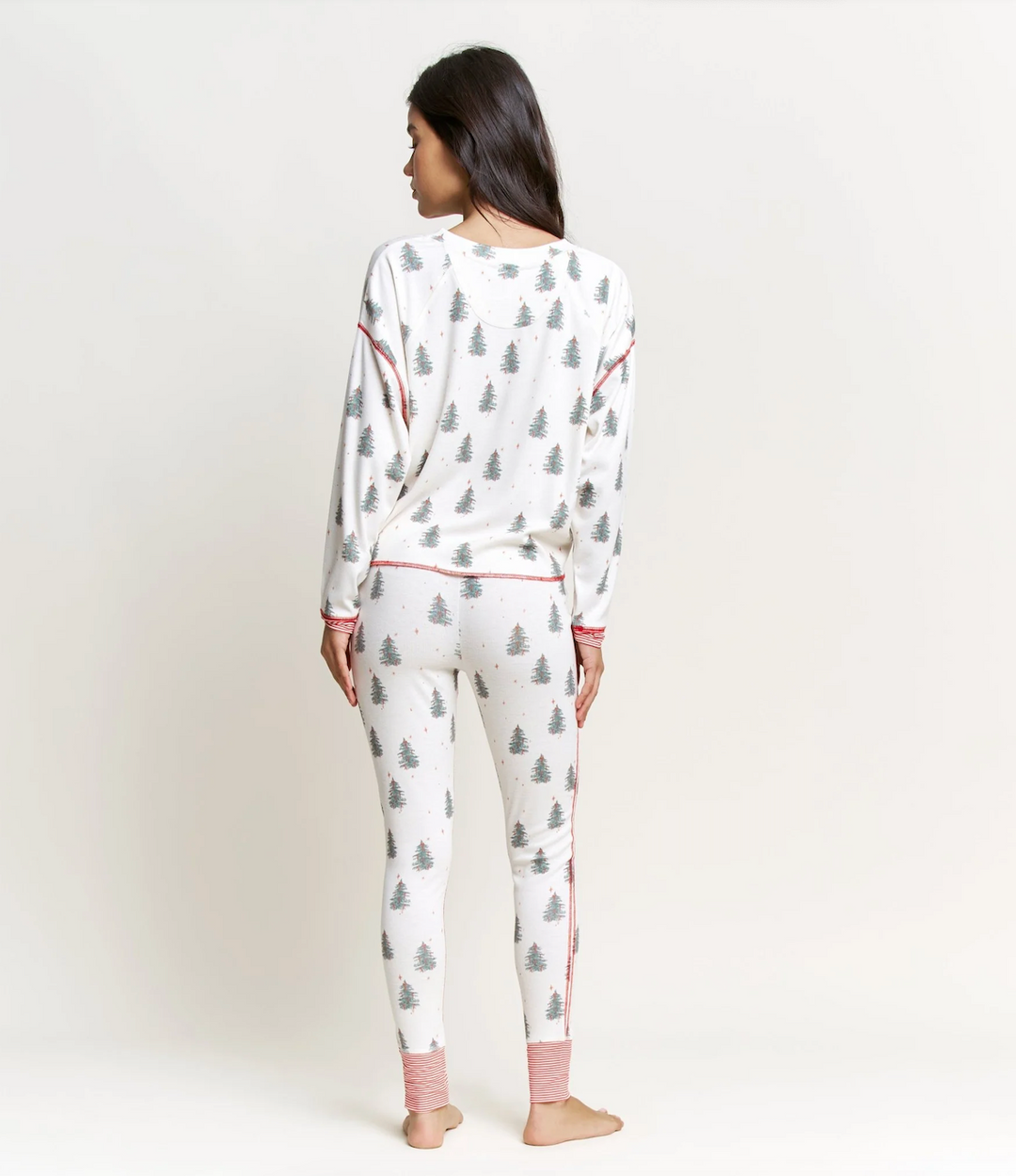 Back In Bed Long Set in Ivory Trees