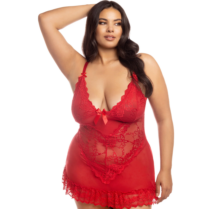 Valentine Lace Babydoll & Thong Set