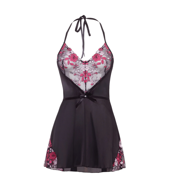 Fleur Embroidered Satin Babydoll