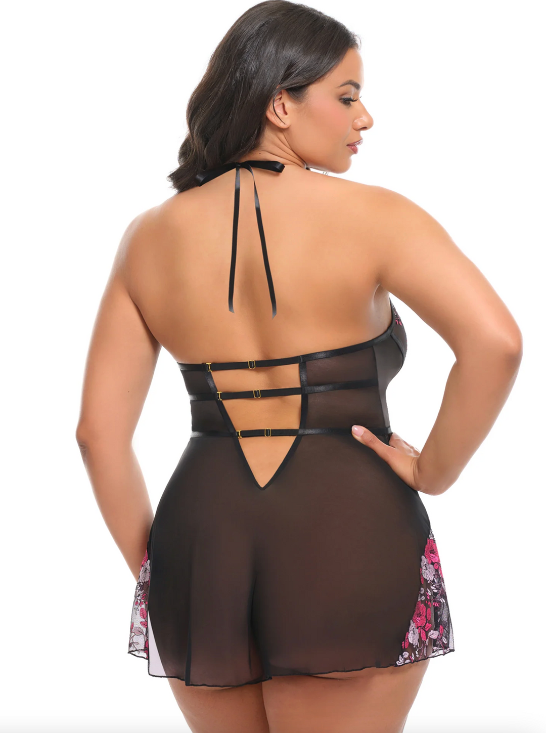 Fleur Embroidered Satin Babydoll