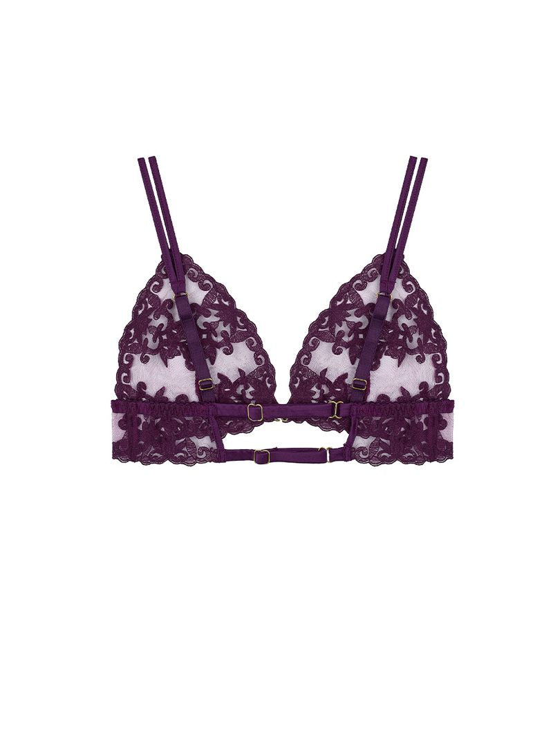 Cecilia Embroidered Boudoir Bralette Purple