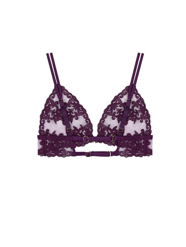Cecilia Embroidered Boudoir Bralette Purple