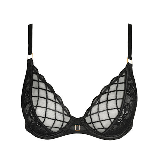 Aven SHEER PLUNGE BRA Black