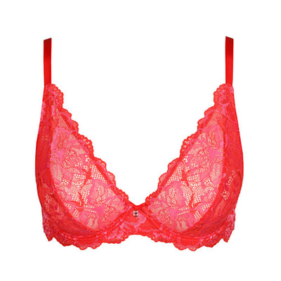 Manyla SHEER PLUNGE BRA Pixie Red