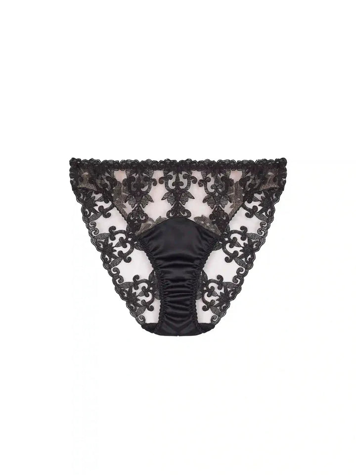 Onyx Black Embroidered Brief