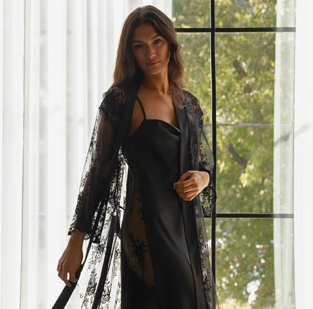 Darling Lace Robe Black