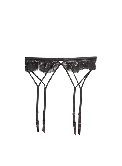 FLEUR DU MAL SEQUIN VIOLET EMBROIDERY BLACK GARTER