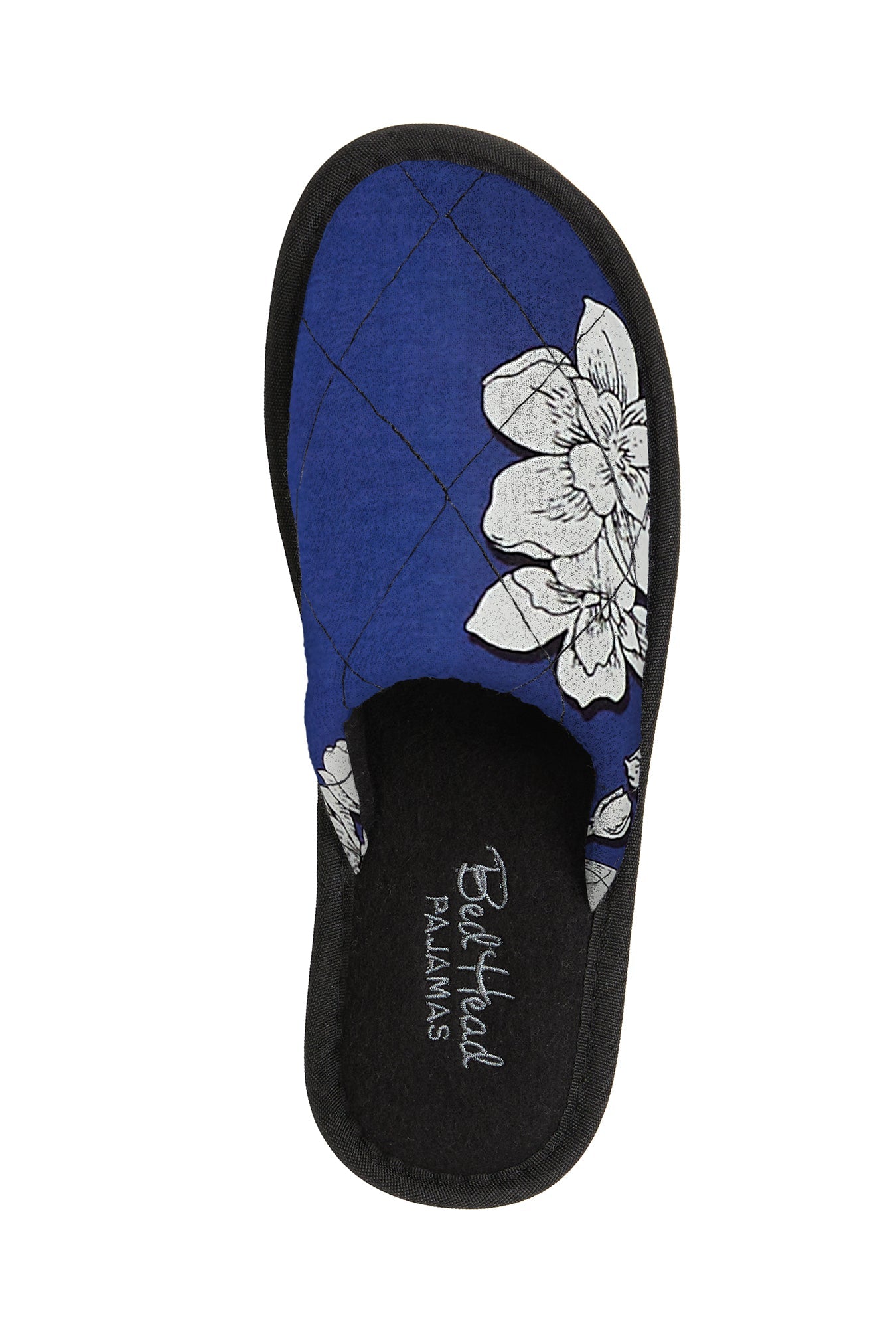 BEDHEAD NAVY SHADOW BLOSSOM FRENCH TERRY LINED SLIPPER