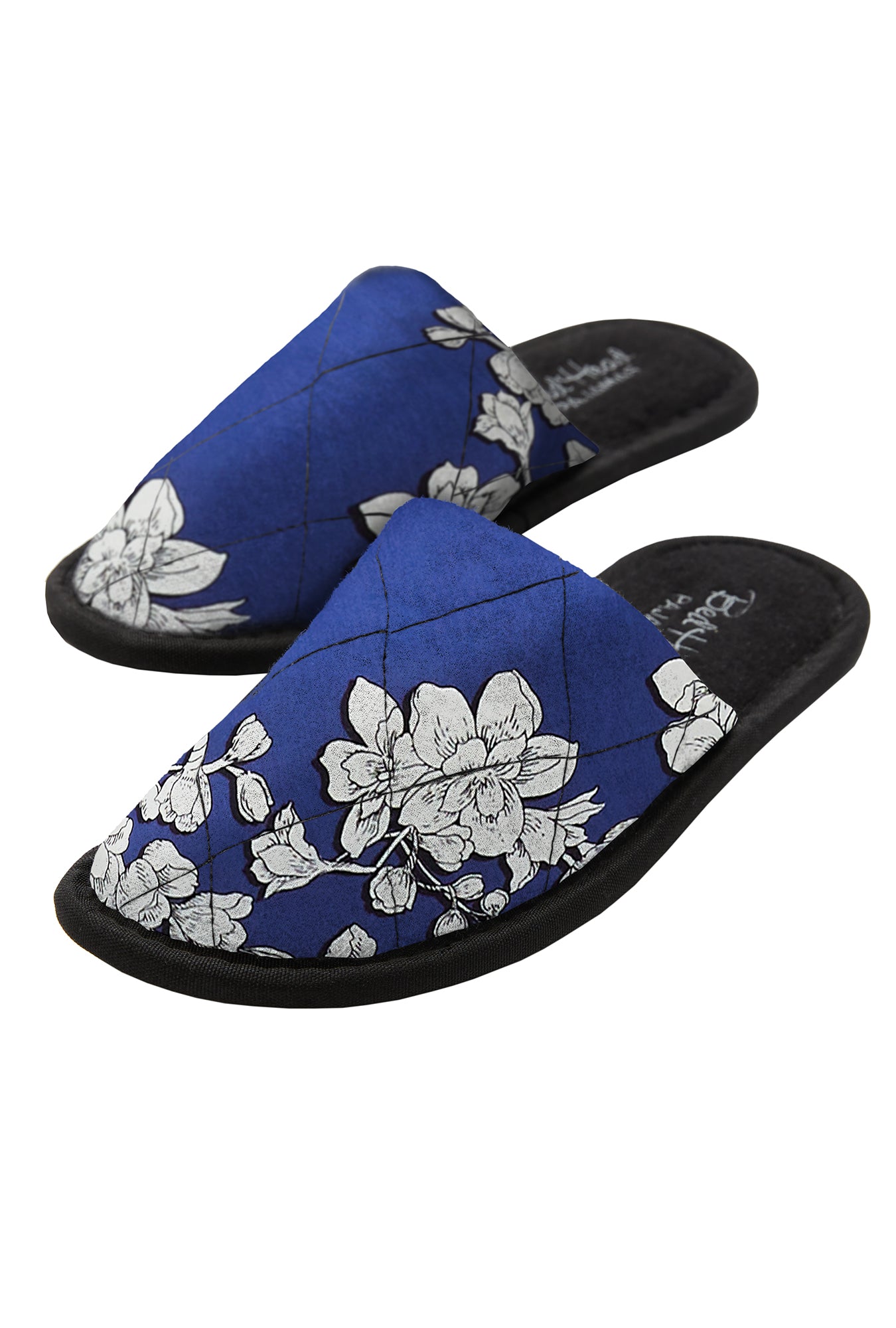 BEDHEAD NAVY SHADOW BLOSSOM FRENCH TERRY LINED SLIPPER