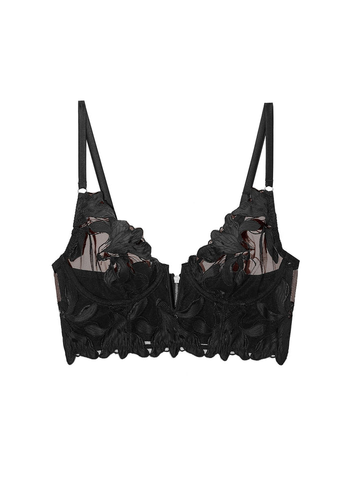 FLEUR DU MAL LILY LONGLINE BRA BLACK BR0172  B - G CUP