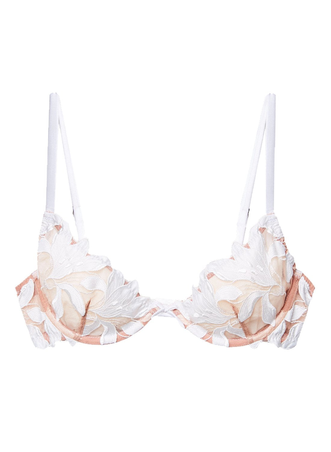 Fleur du Mal Lily Embroidery Plunge Demi Ivory