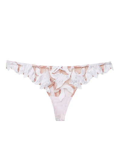 Fleur du Mal Lily Embroidery Hipster Thong Ivory