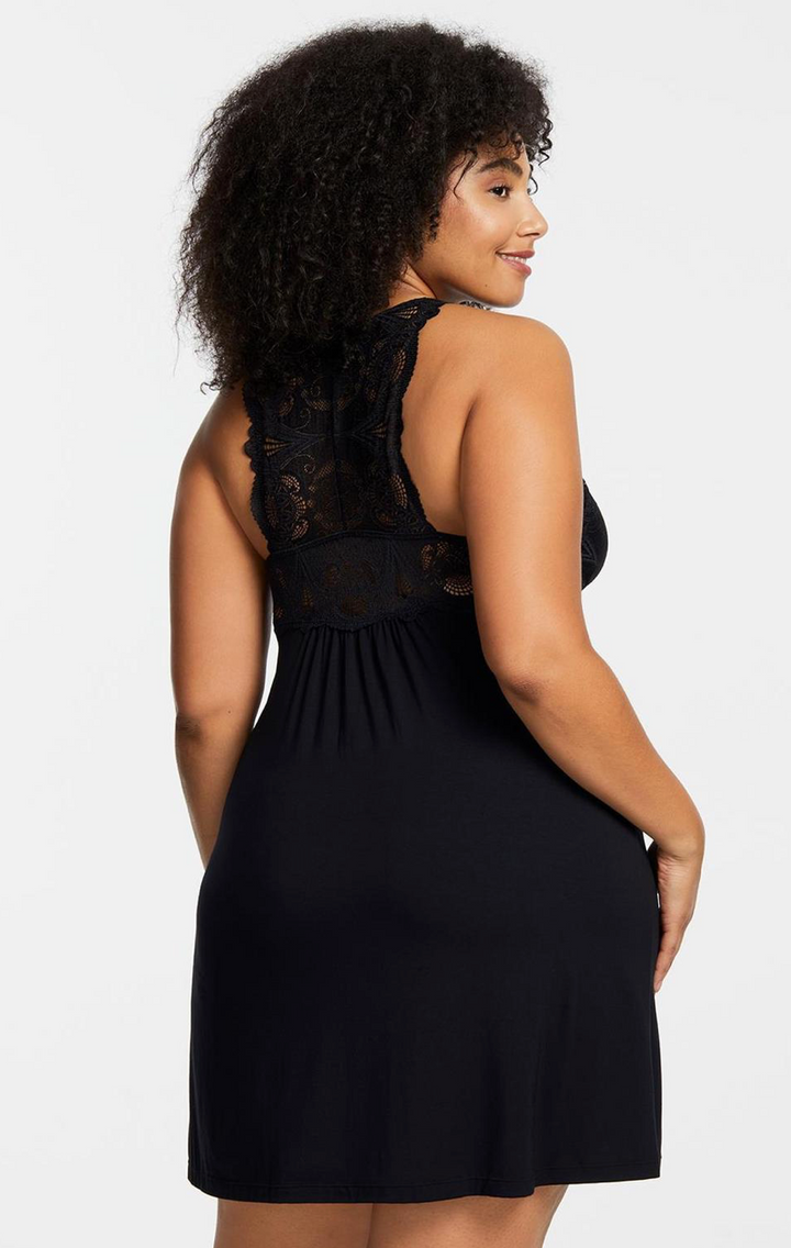 Fleur't Belle Epoque Lace T-Back Black Chemise 630