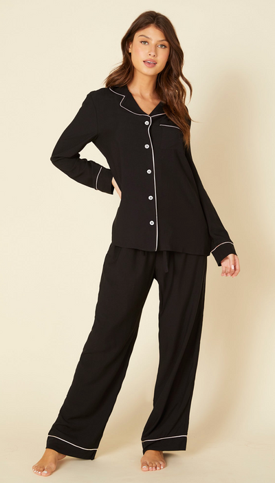 Cosabella Bella Relaxed Long Sleeve Top & Pant BLACK/IVORY AMORE9545 XS-3X