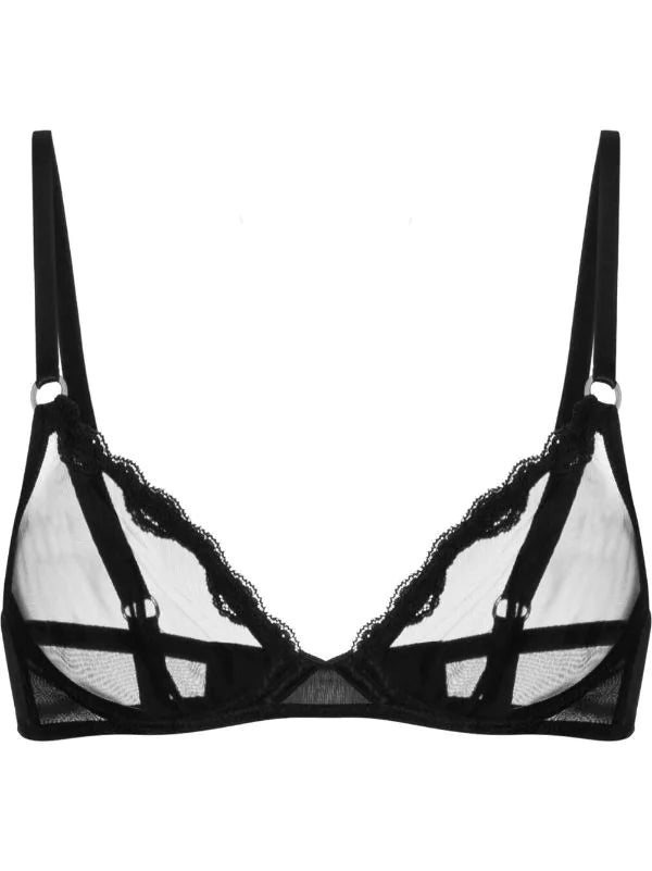 FLEUR DU MAL SHEER TULLE DEMI BRA BLACK