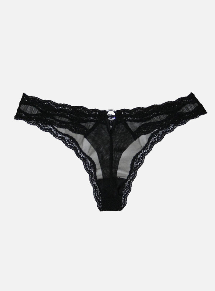 FLEUR DU MAL SHEER TULLE THONG BLACK PY0067